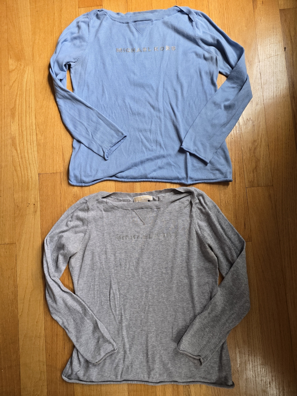 Lot of 2 Michael Kors Women’s Long Sleeve Sweaters - Light Blue and Gray Women's